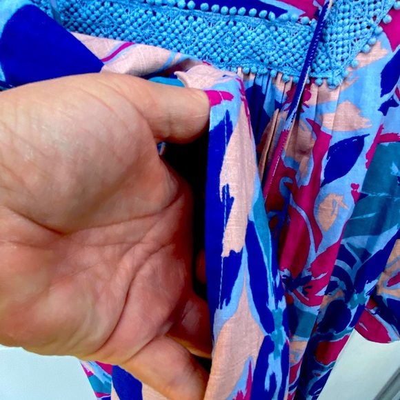 Down East Colorful Floral Dress with Puff Sleeves M/L - Picture 2 of 6